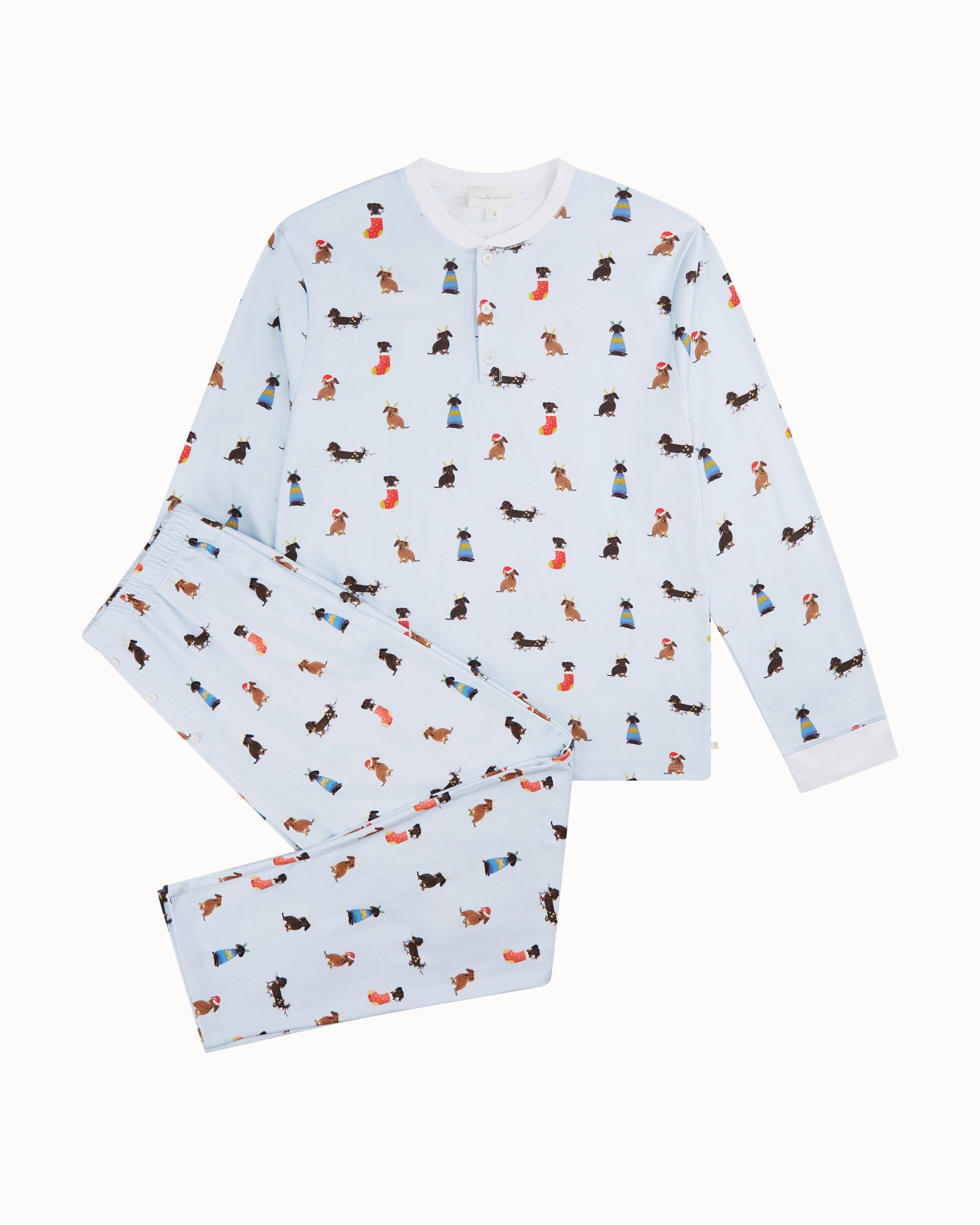 Christmas Dogs Pyjama - Adult Blue