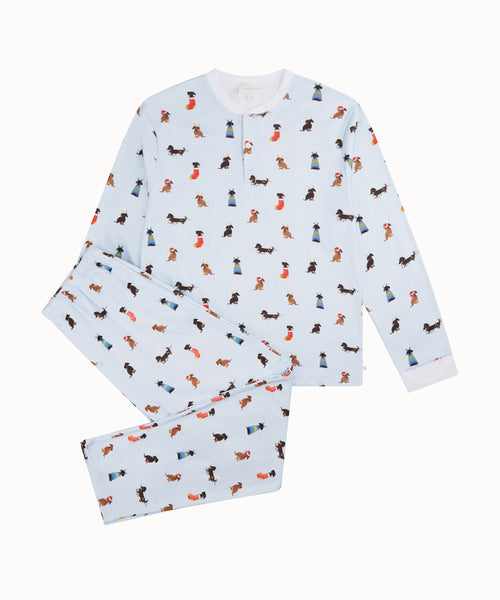 Christmas Dogs Pyjama - Adult Blue