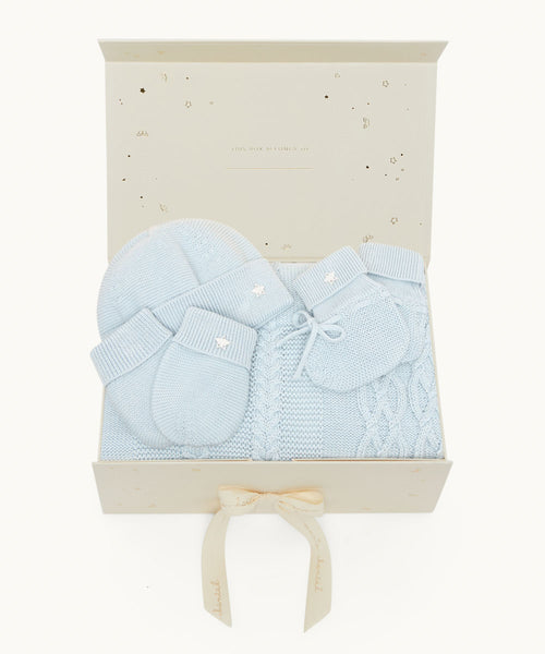Cotton Blanket & Accessories Baby Gift Set - Blue