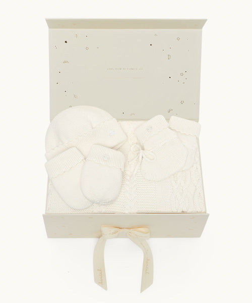 Cotton Blanket & Accessories Baby Gift Set - Milky White