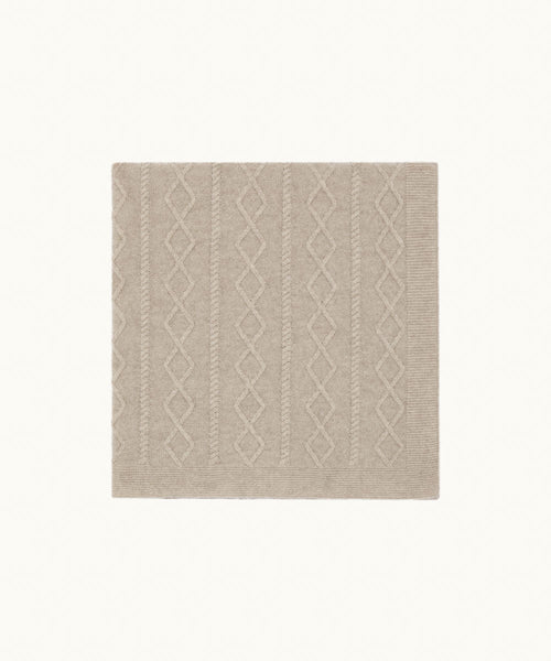 Cable Knit Wool Cashmere Baby Blanket - Oat Brown