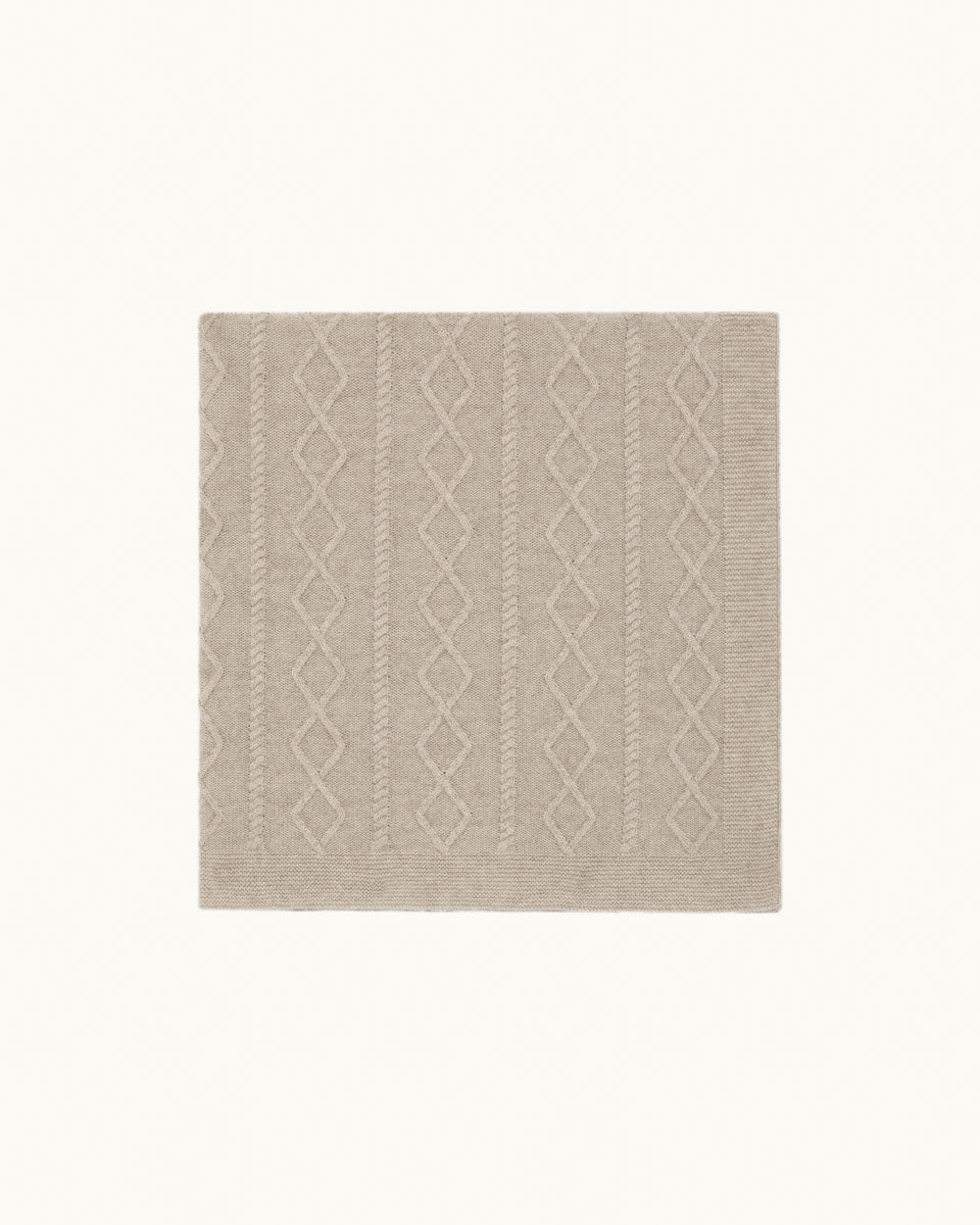 Cable Knit Wool Cashmere Baby Blanket - Oat Brown
