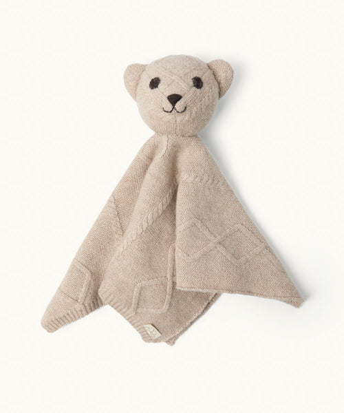 Teddy Bear Cable Knit Wool Cashmere Comforter - Oat Brown