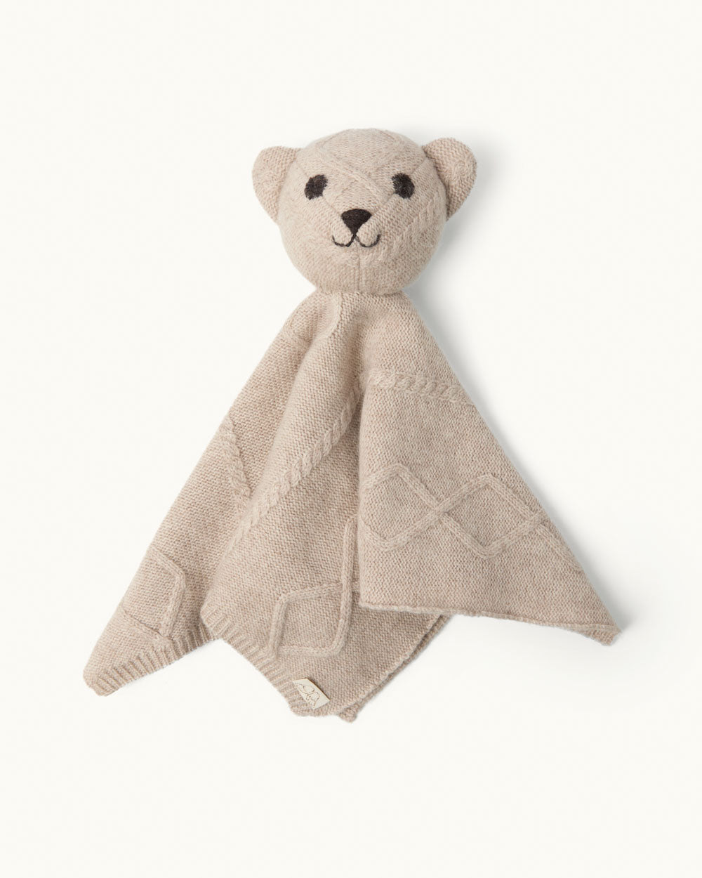 Teddy Bear Cable Knit Wool Cashmere Comforter - Oat Brown