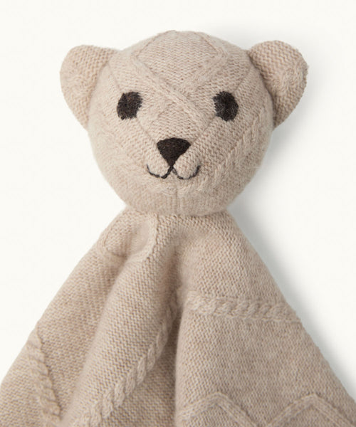 Teddy Bear Cable Knit Wool Cashmere Comforter - Oat Brown