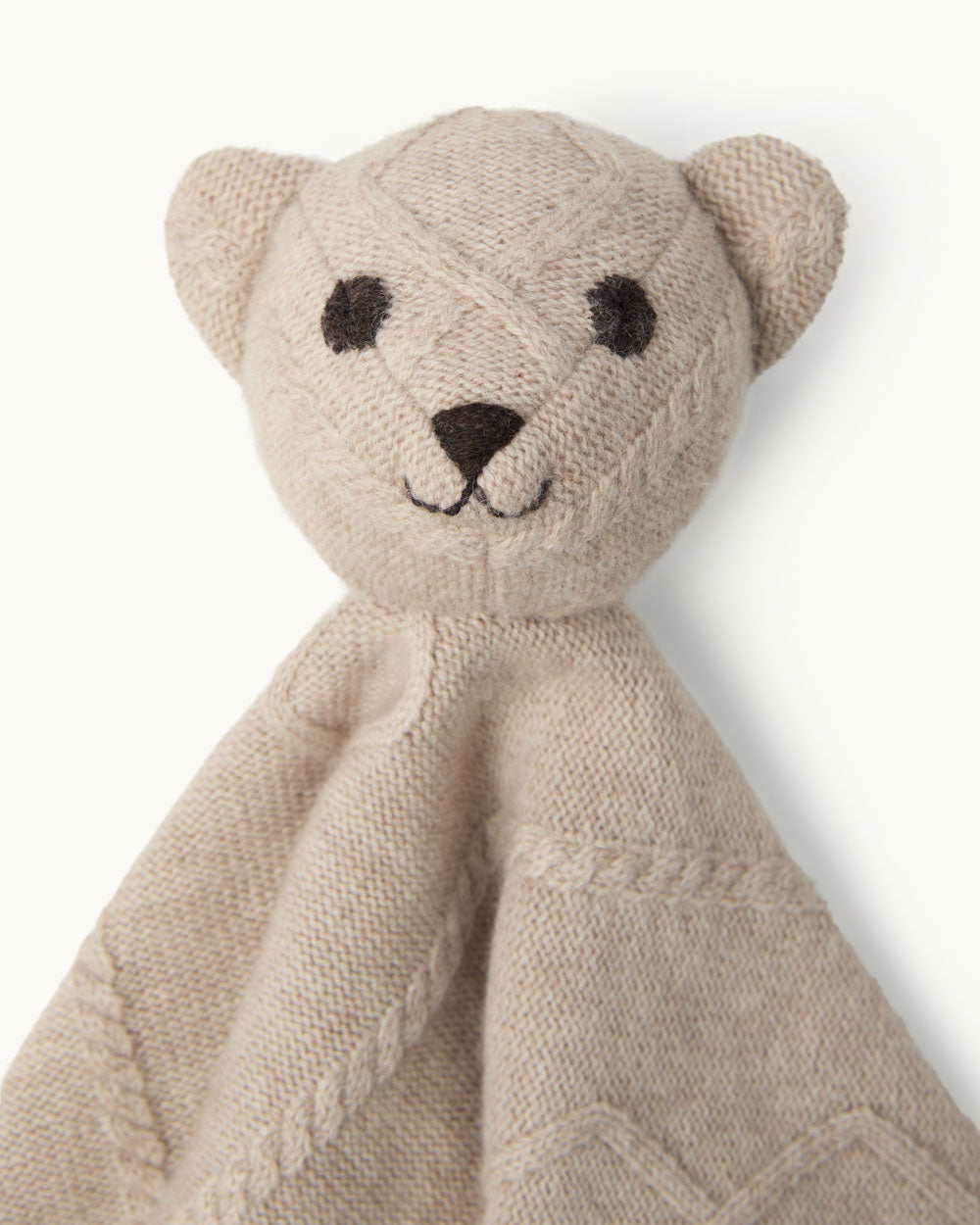 Teddy Bear Cable Knit Wool Cashmere Comforter - Oat Brown