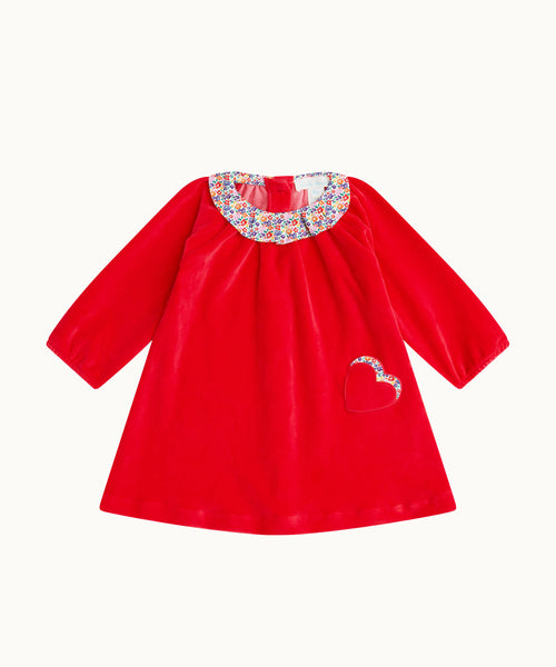 Olympia Ruffle Collar Velour Dress