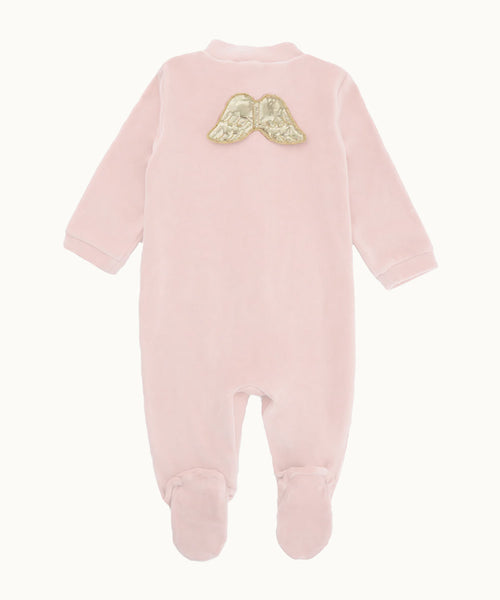 Velour Angel Wing™ Sleepsuit - Gold & Dusty Pink