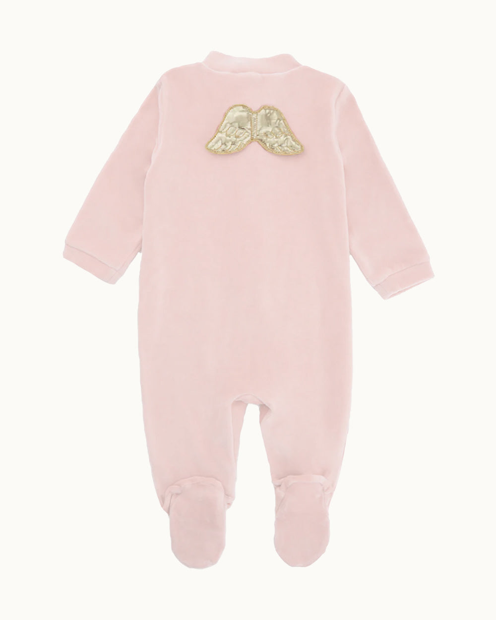 Velour Angel Wing™ Sleepsuit - Gold & Dusty Pink