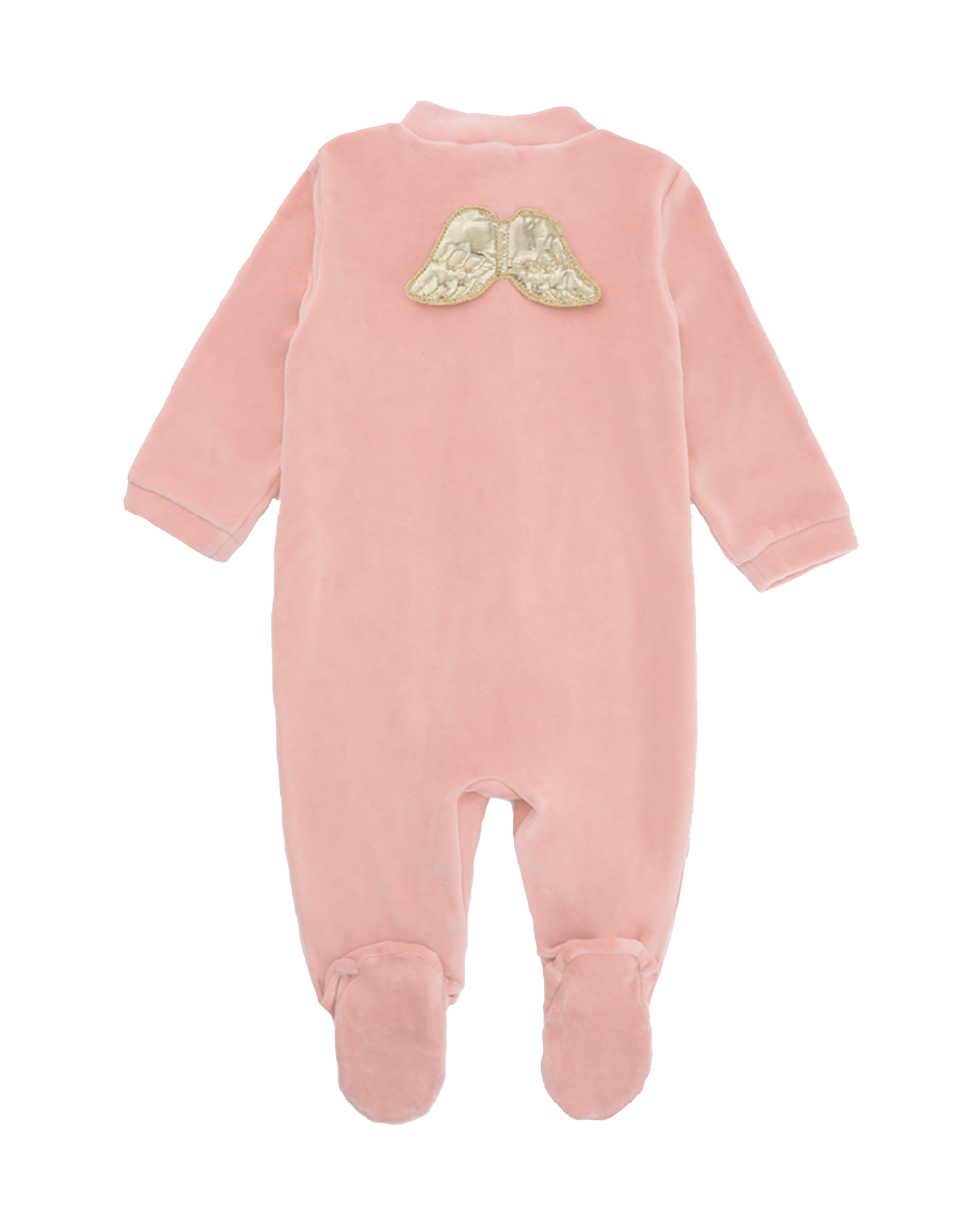 Velour Angel Wing™ Sleepsuit - Gold & Dusty Pink