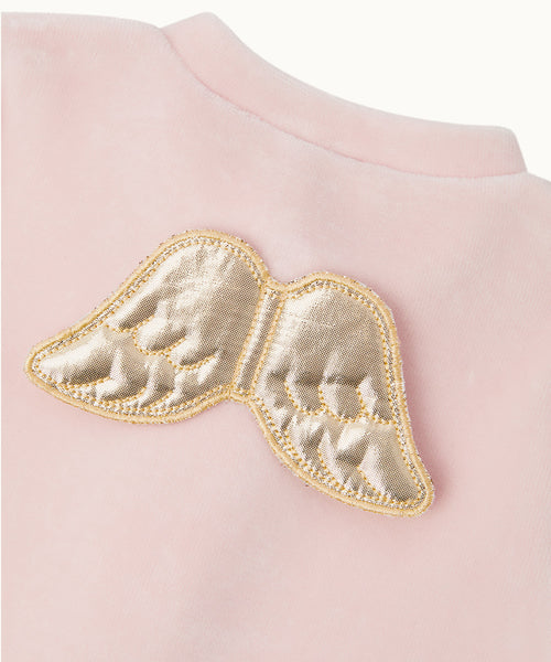 Velour Angel Wing™ Sleepsuit - Gold & Dusty Pink