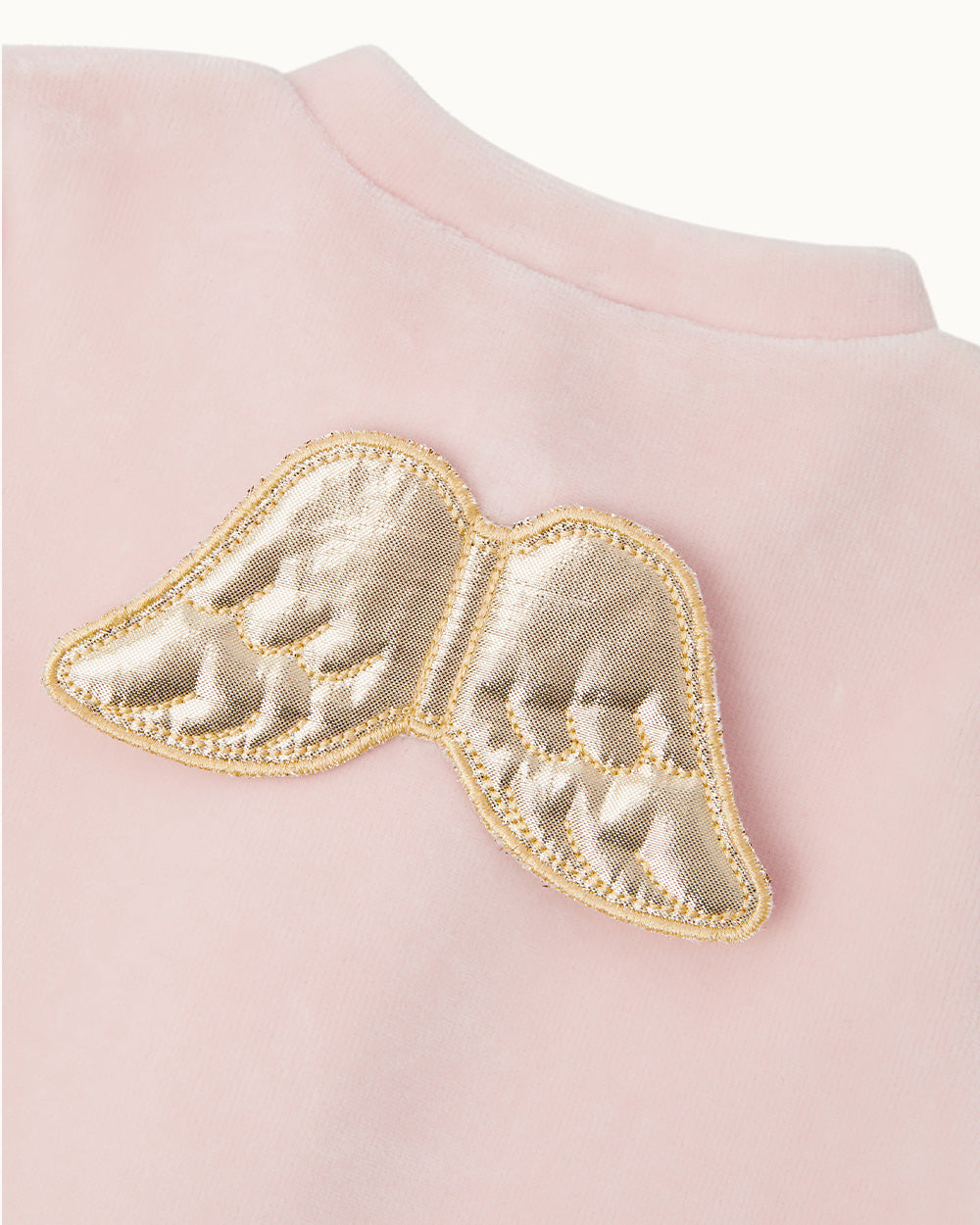 Velour Angel Wing™ Sleepsuit - Gold & Dusty Pink