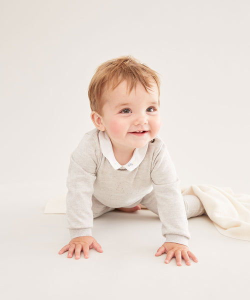 Pointelle Star Crawler Set - Grey