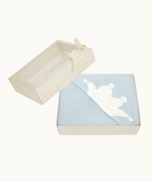 Knitted Crown Blanket - Blue