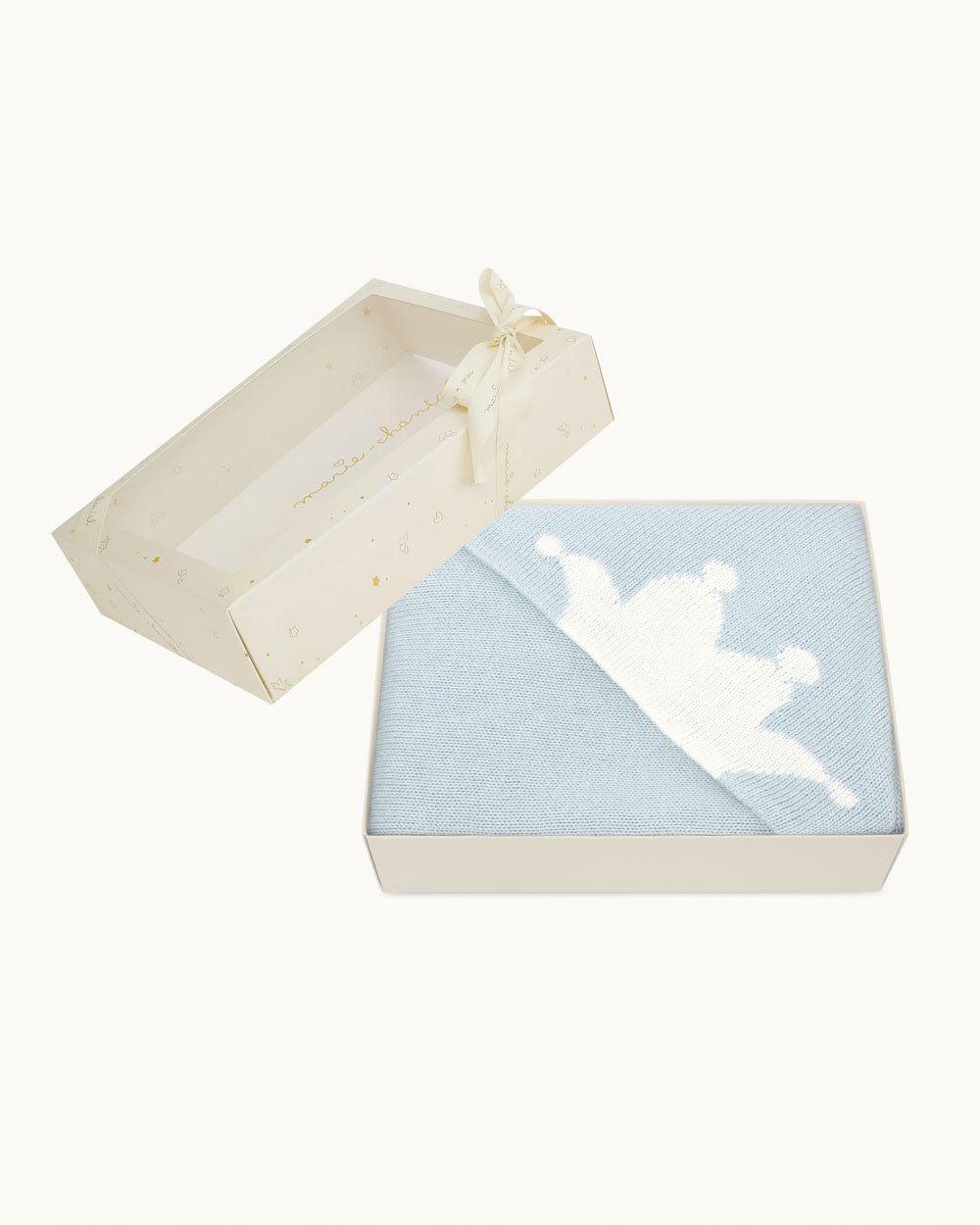 Knitted Crown Blanket - Blue