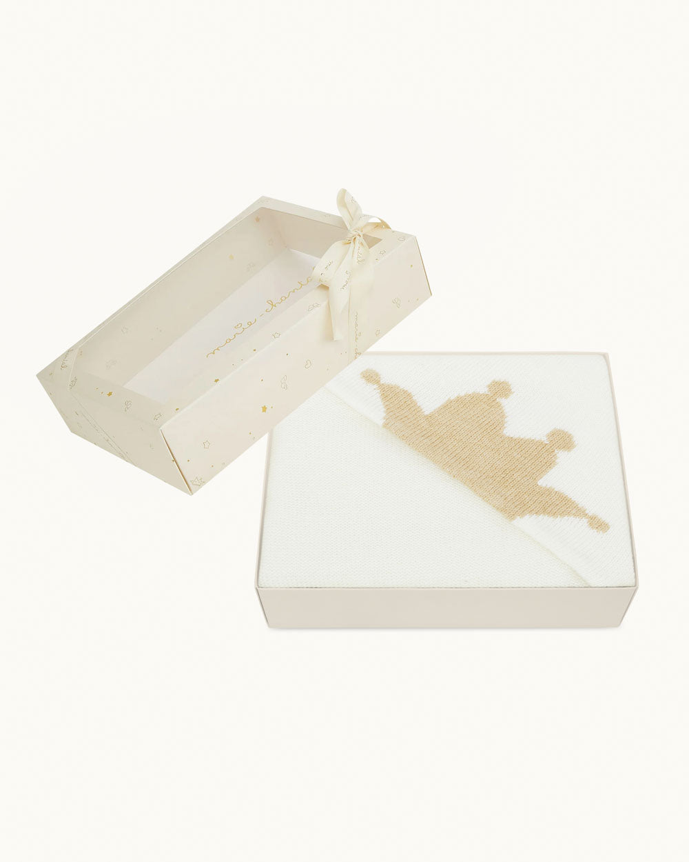 Knitted Crown Blanket - Ivory