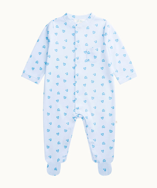Love Heart Sleepsuit - Blue