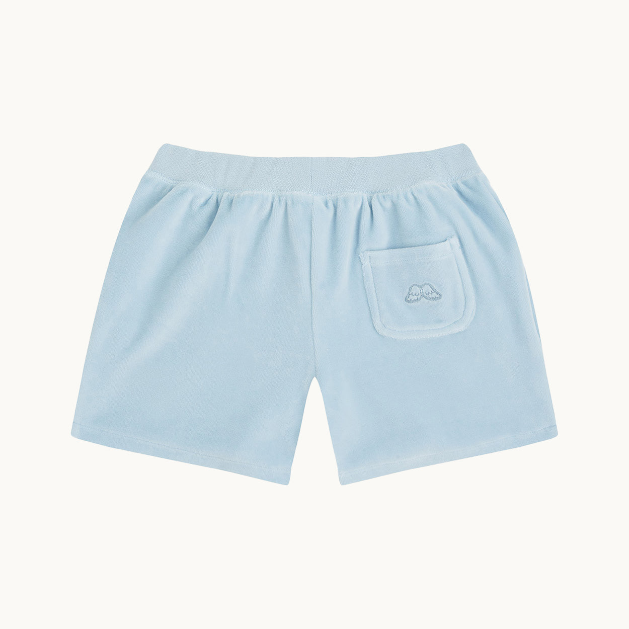Velour Angel Wing Shorts - Child Dusty Blue