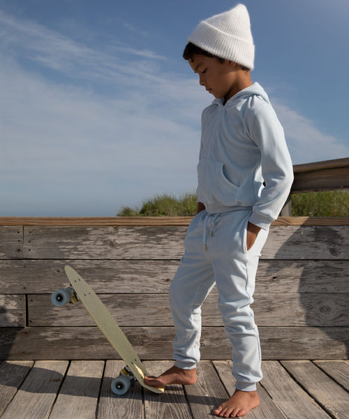 Tino Crown Velour Loungewear Set - Child Dusty Blue