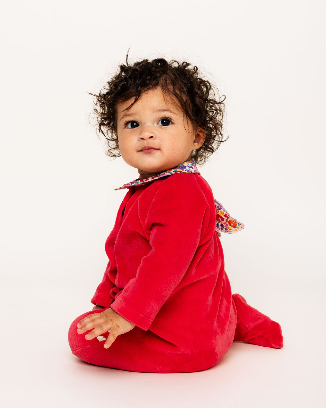 Floral Angel Wing™ Velour Sleepsuit - Berry