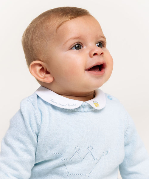 Home Sweet Home Peter Pan Collar Onesie - Blue
