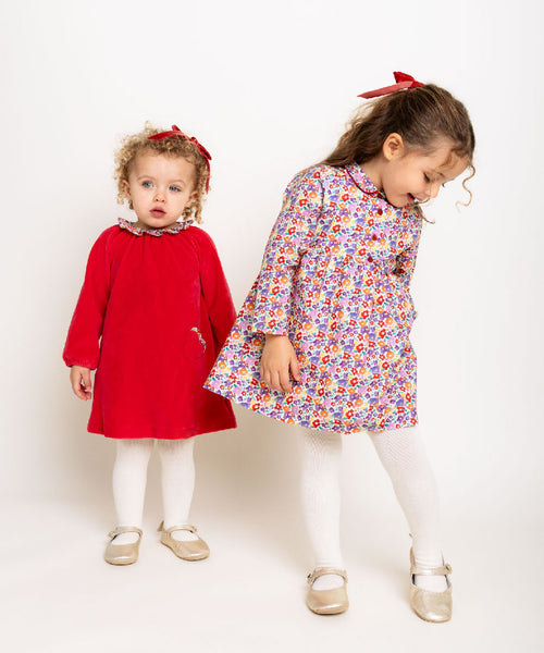 Olympia Ruffle Collar Velour Dress