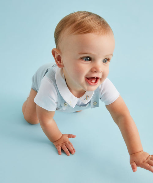 Airplane Embroidered Collar Onesie