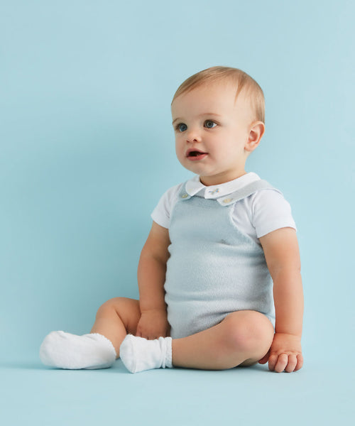 Cashmere Sparkle Bubble Romper - Blue