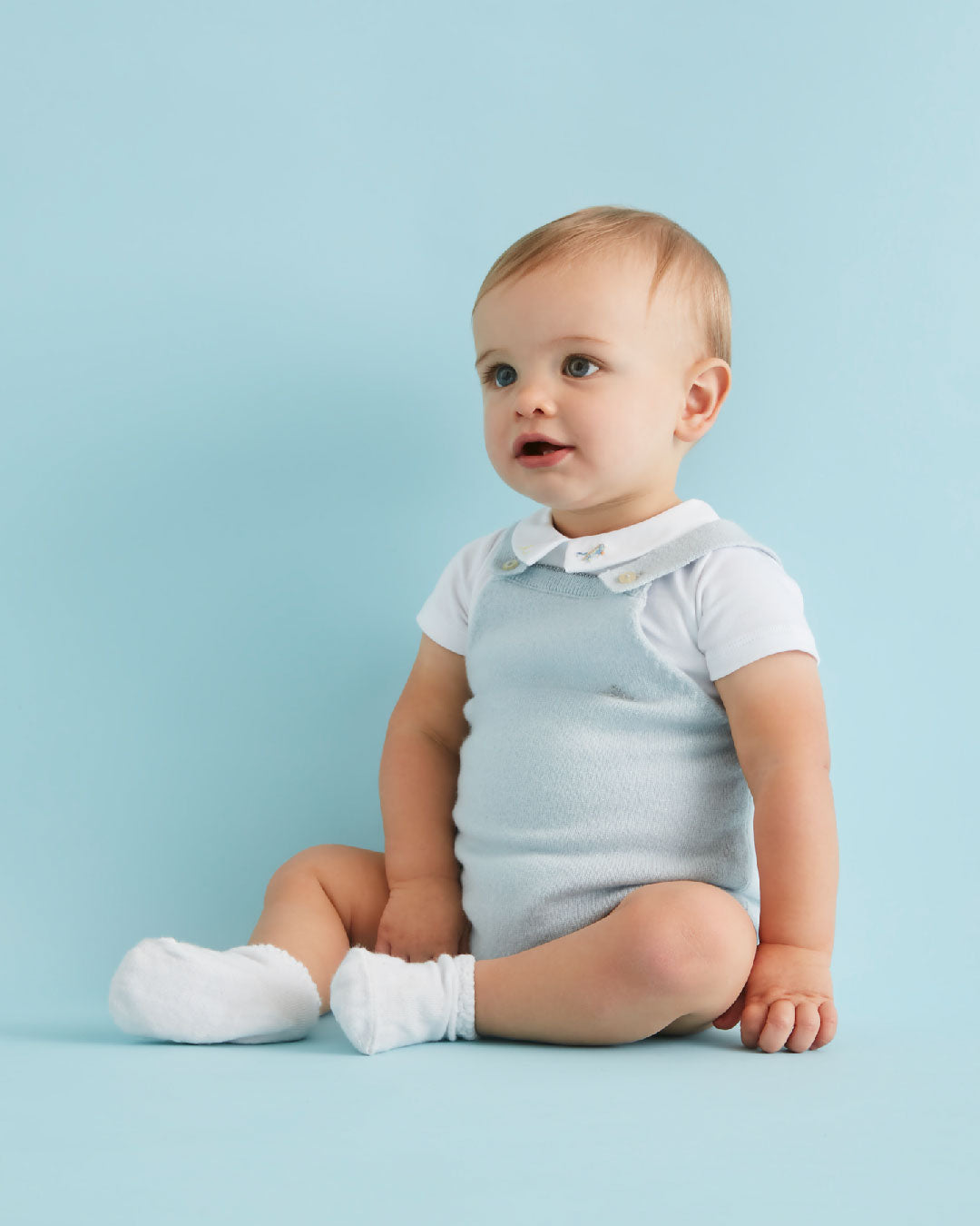 Cashmere Sparkle Bubble Romper Blue Marie-Chantal