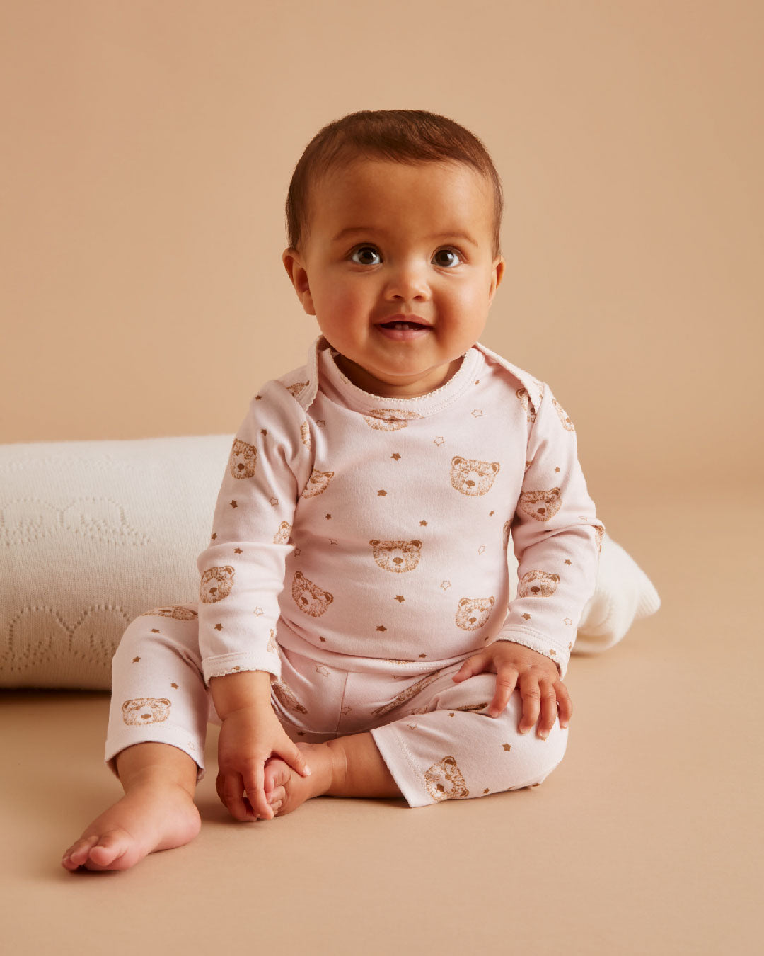 Bear Print Two Piece Set - Pink