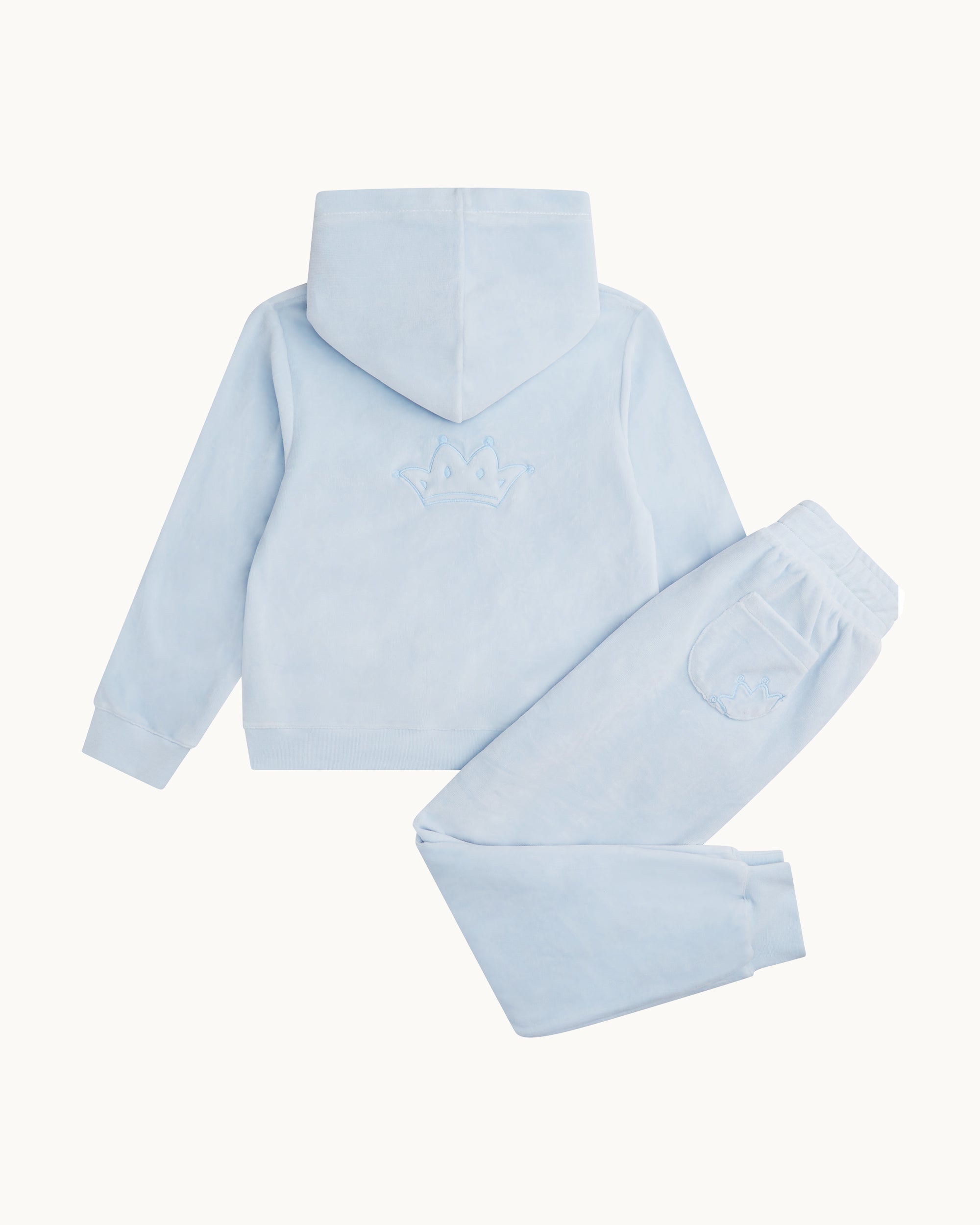 Tino Crown Velour Loungewear Set - Child Dusty Blue