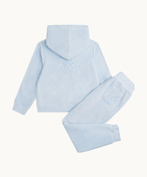 Tino Crown Velour Loungewear Set - Child Dusty Blue