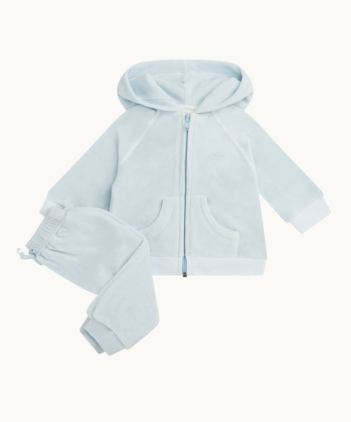 Tino Crown Velour Loungewear Set - Baby Dusty Blue