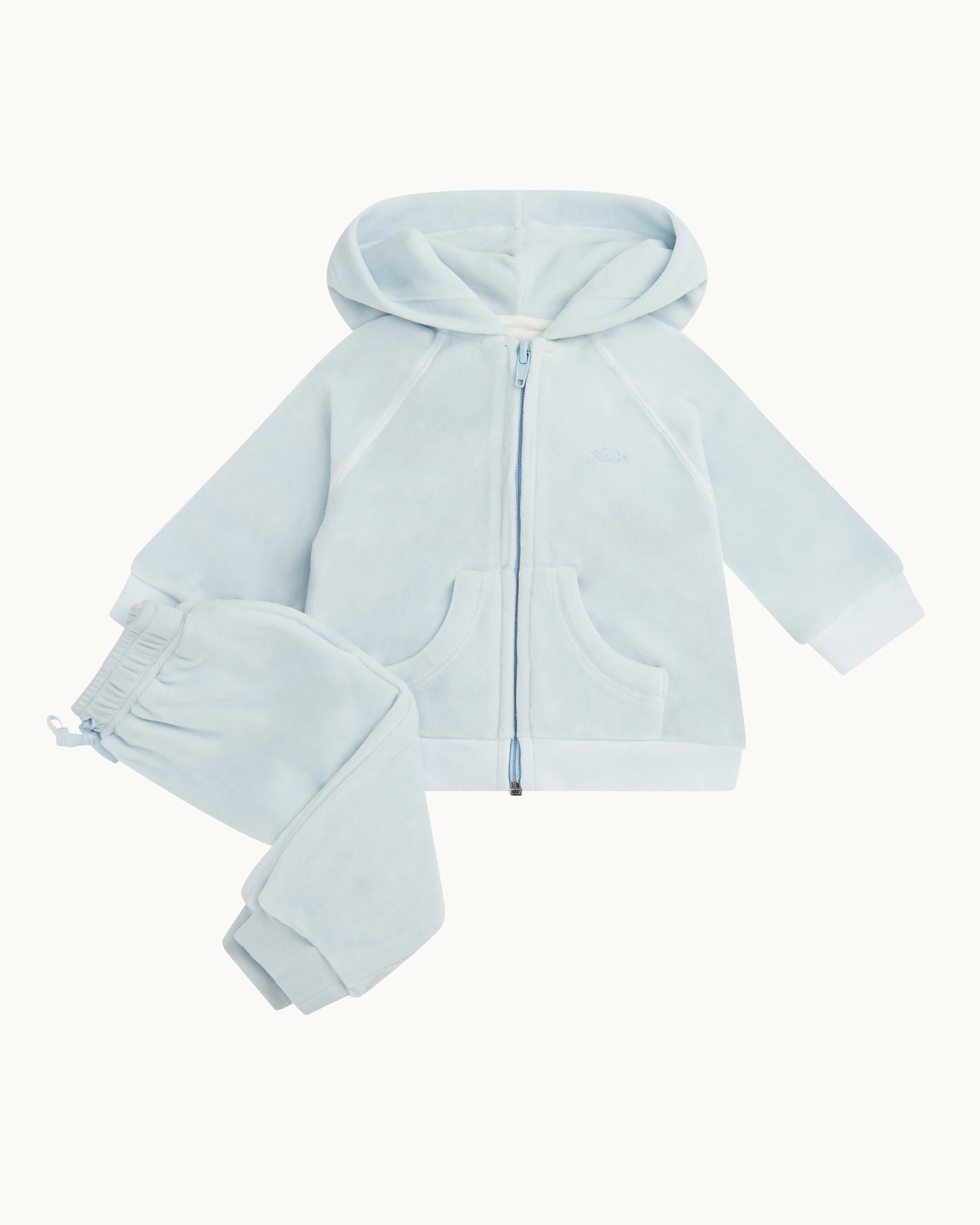 Tino Crown Velour Loungewear Set - Baby Dusty Blue
