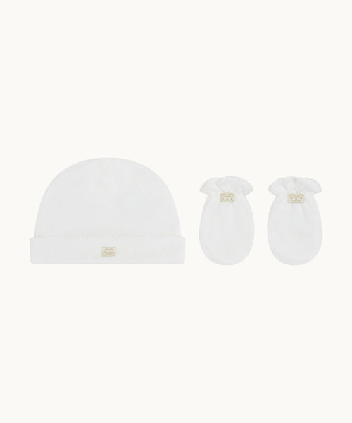 Pointelle Cotton Hat And Mitten Gift Set