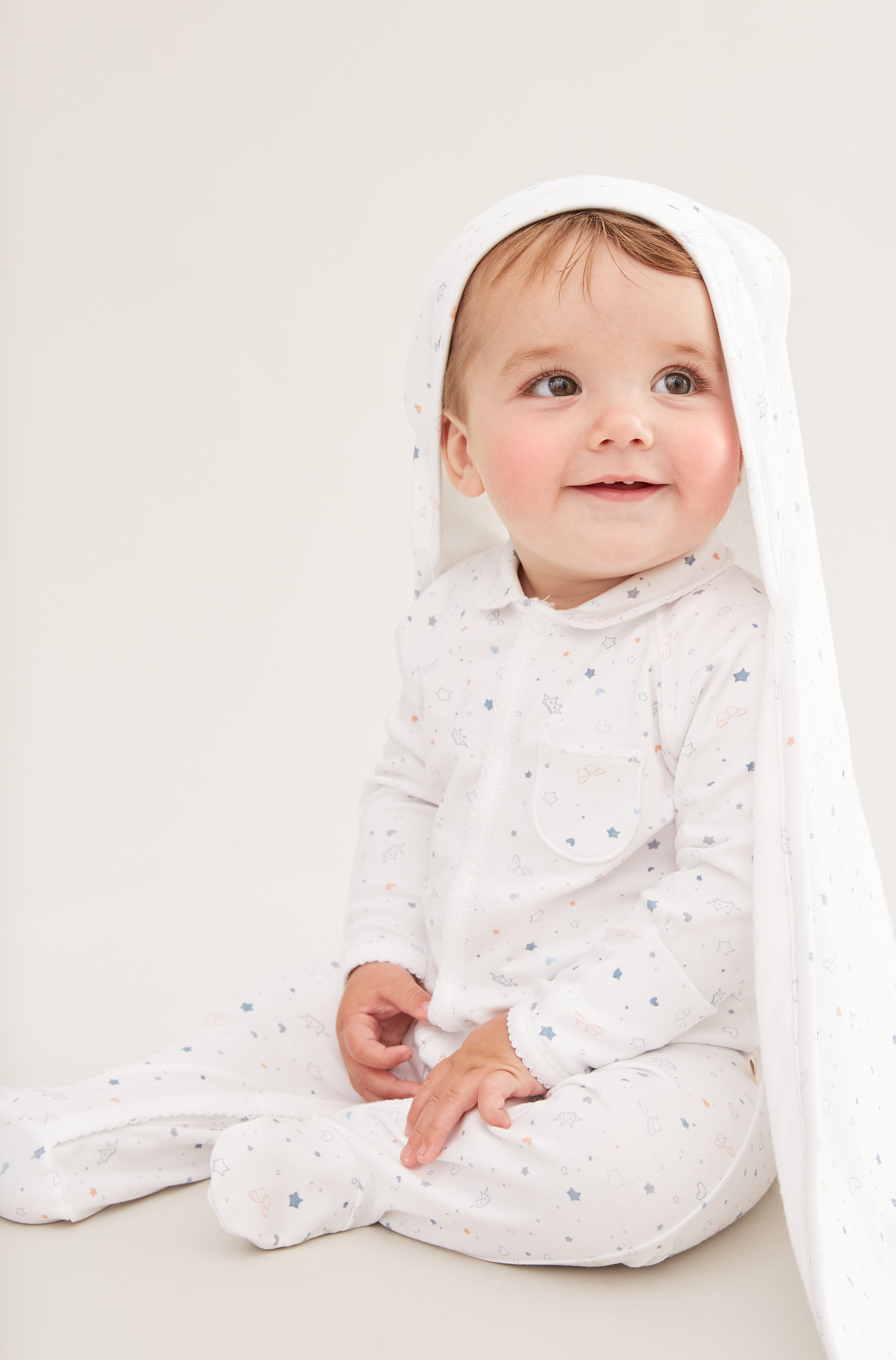 Star & Crown Sleepsuit With Mittens - Blue