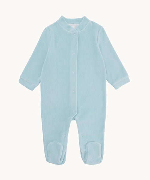 Velour Angel Wing™ Sleepsuit - Gold & Dusty Blue