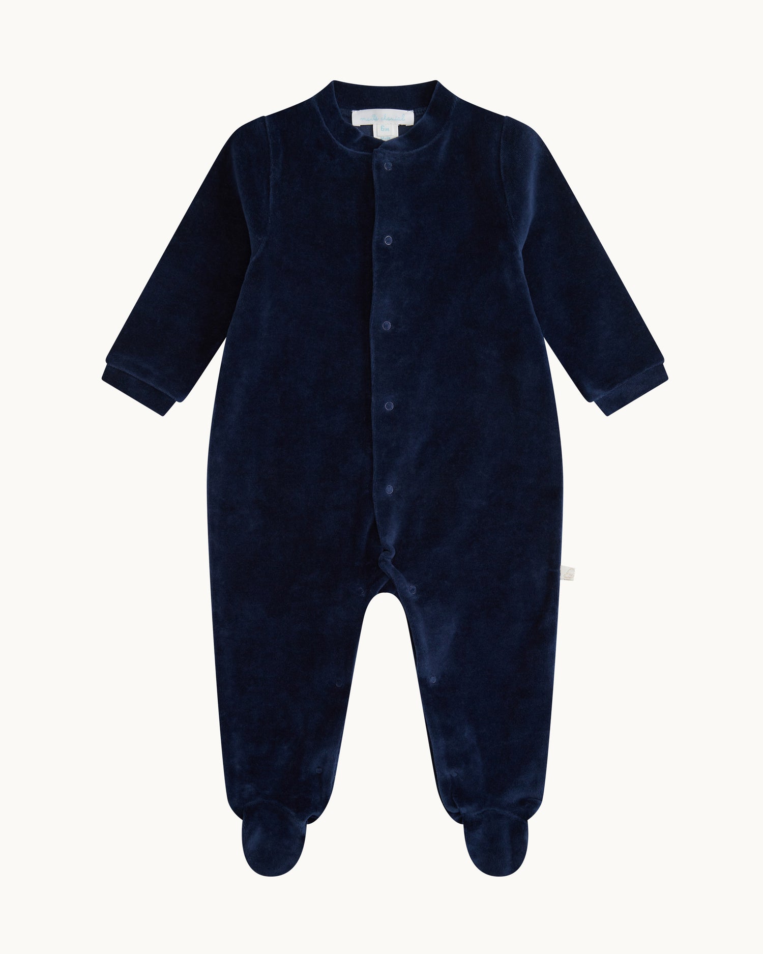 Velour Angel Wing™ Sleepsuit - Silver & Navy
