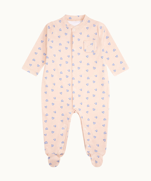 Love Heart Sleepsuit - Pink