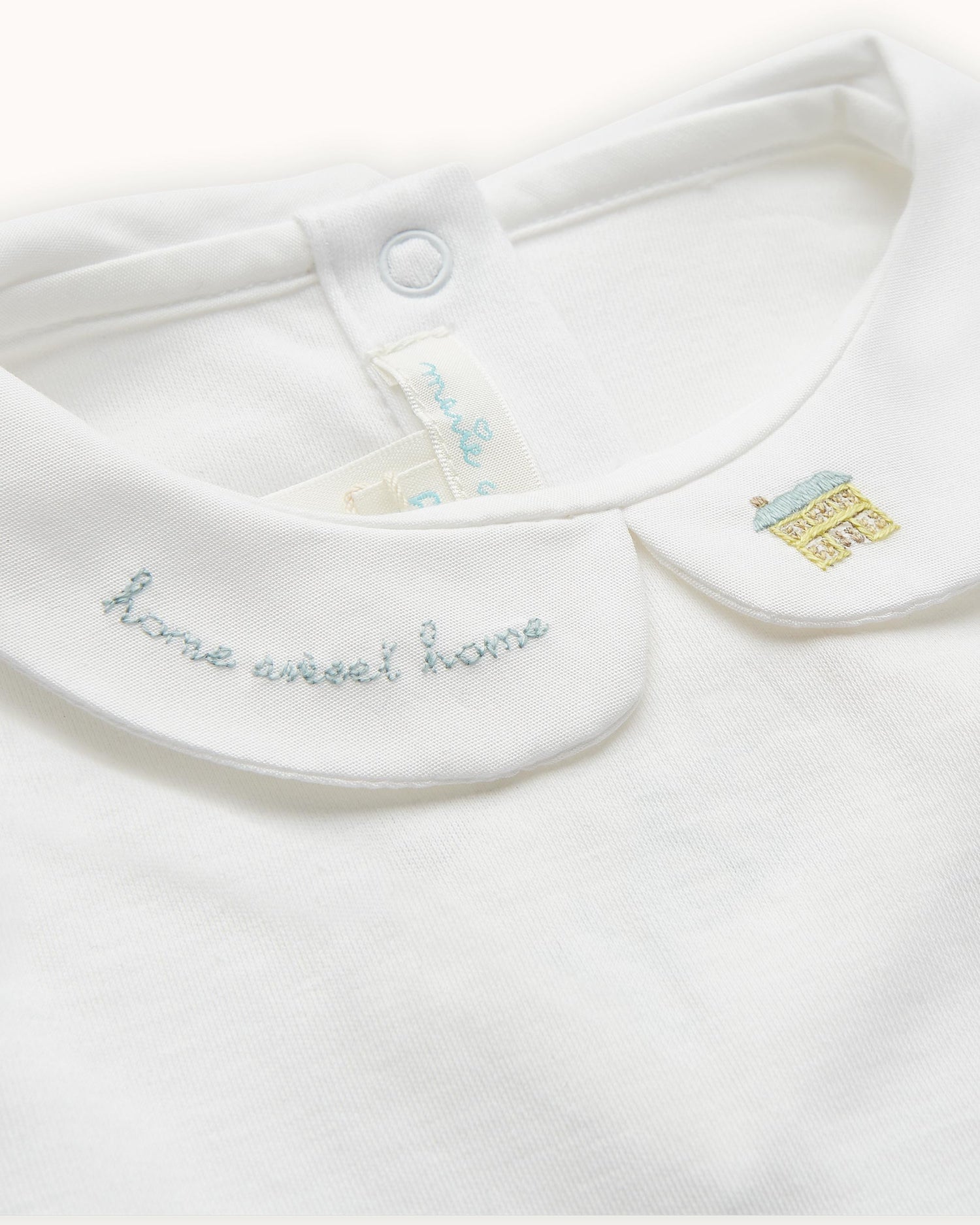 Home Sweet Home Peter Pan Collar Onesie - Blue