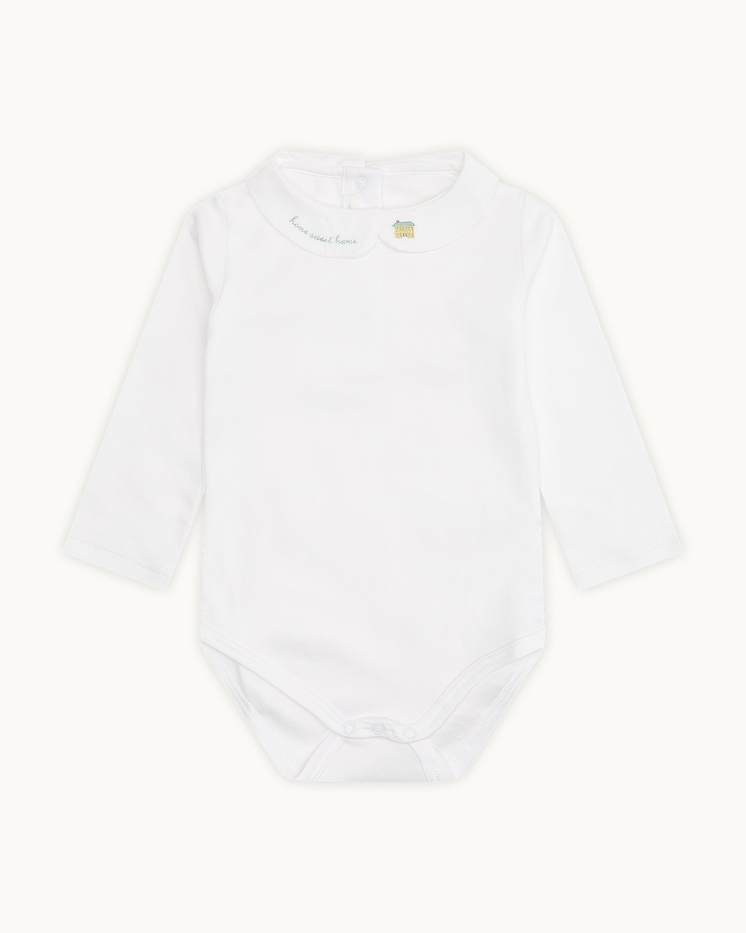 Home Sweet Home Peter Pan Collar Onesie - Blue