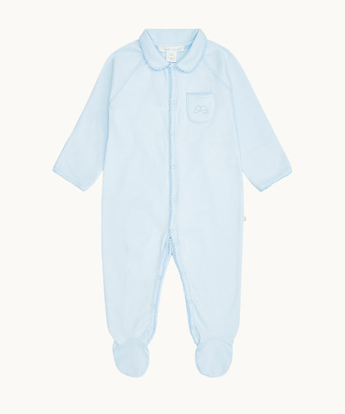 Angel Wing™ Pima Cotton Sleepsuit with Mittens - Blue