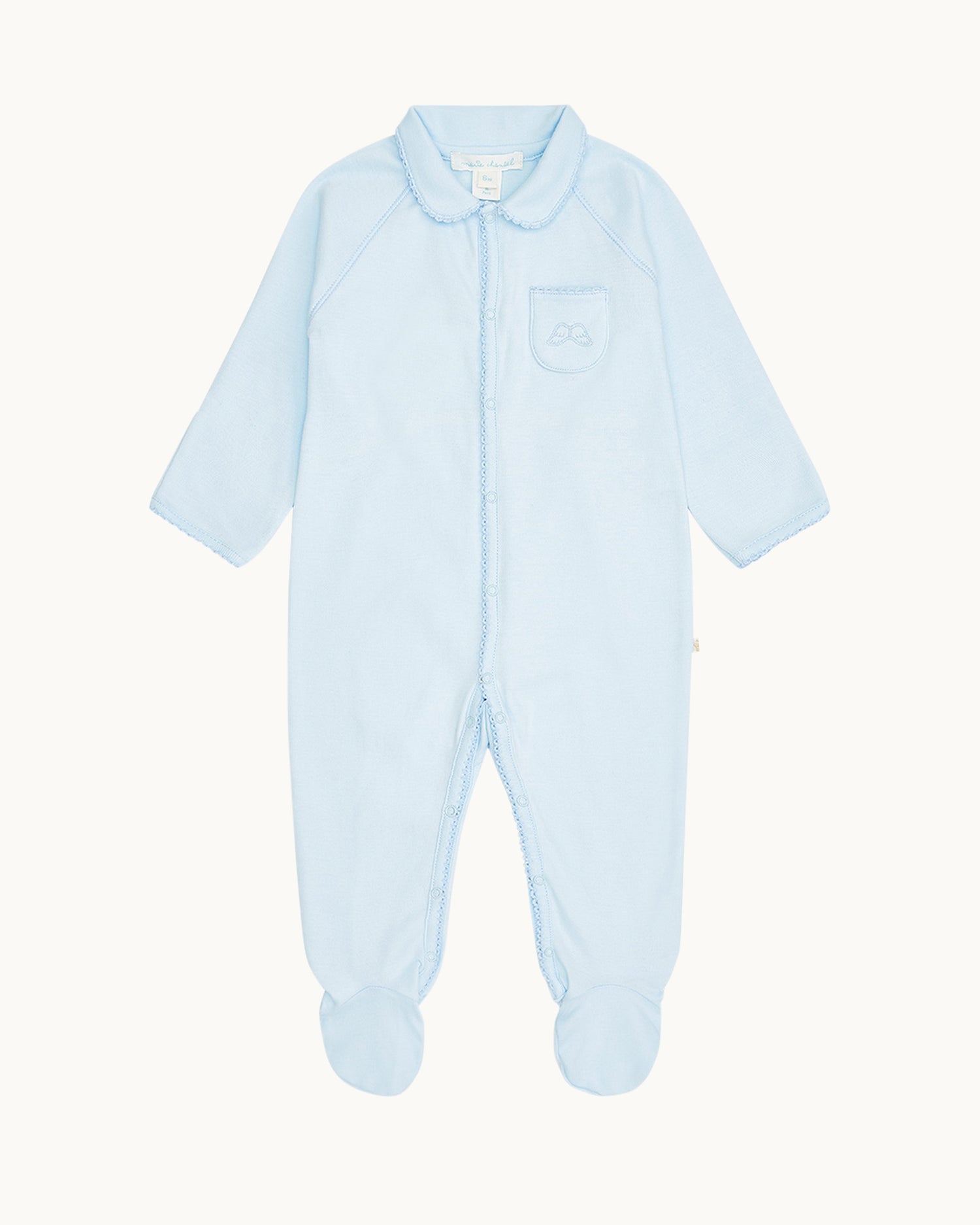 Angel Wing™ Pima Cotton Sleepsuit with Mittens - Blue