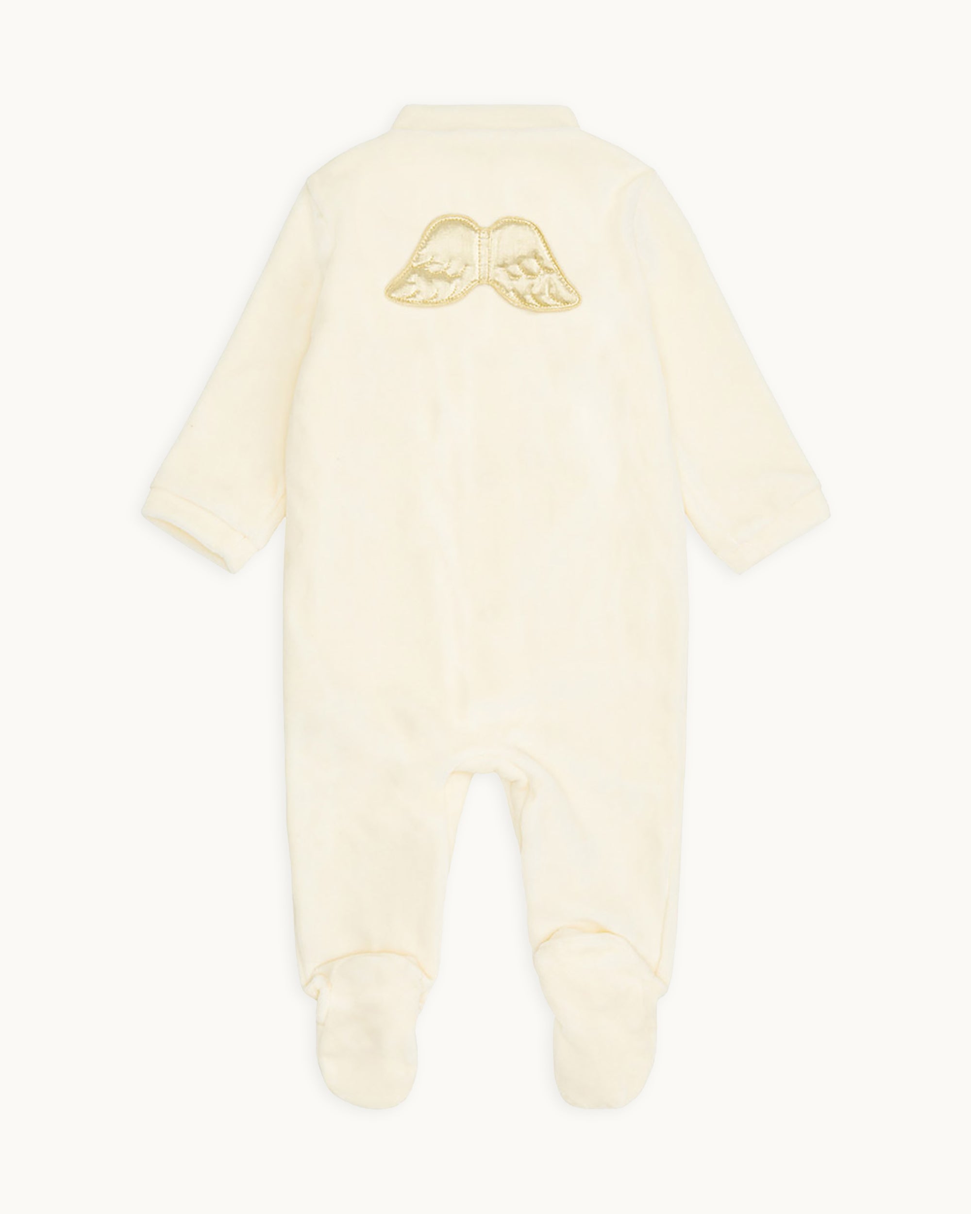 Velour Angel Wing™ Sleepsuit - Gold & Cream
