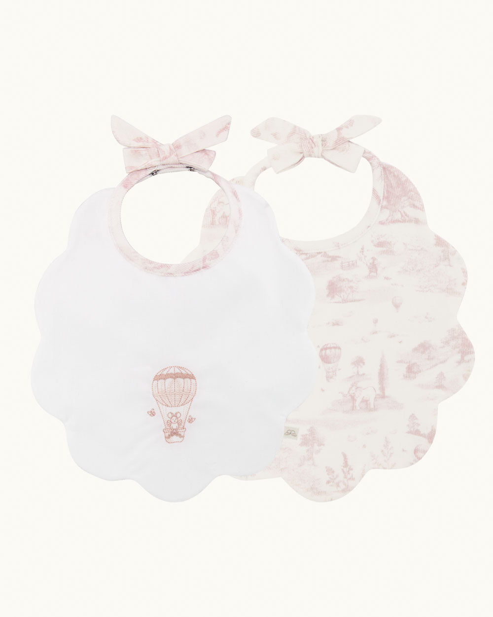 Darcy Toile De Jouy Scallop Bib Two Pack - Pink