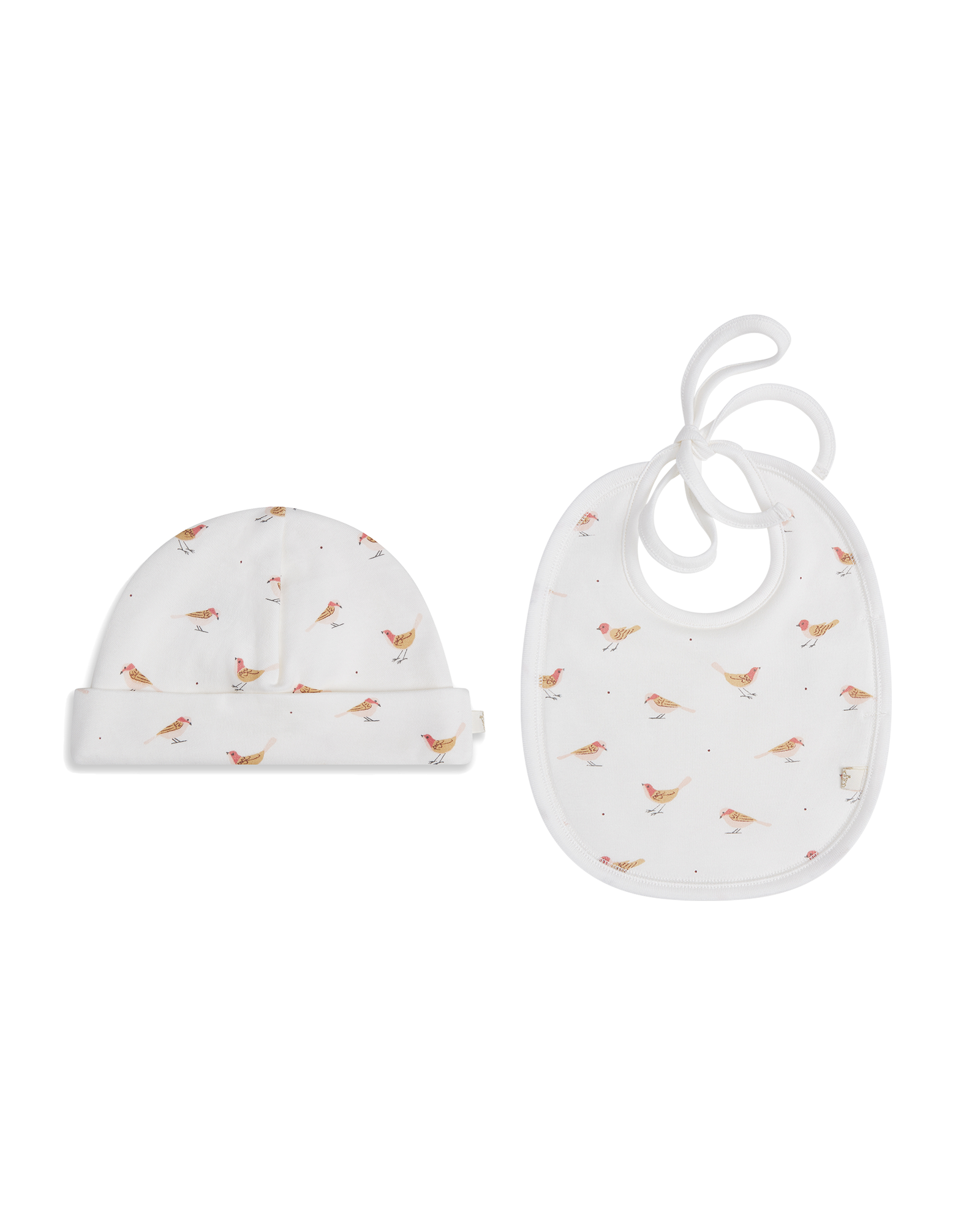 Robin Pima Cotton Hat And Bib Set - Cream