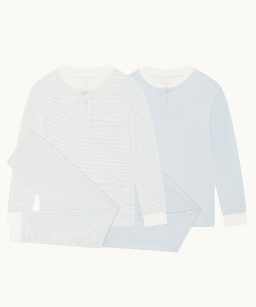 Derek Stripe Child Pyjama Two Piece Set  - Blue