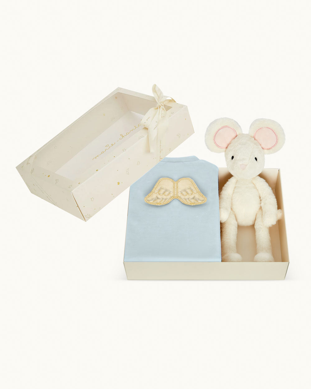 Sleep & Snuggle Velour Angel Wing Gift Set - Gold & Dusty Blue