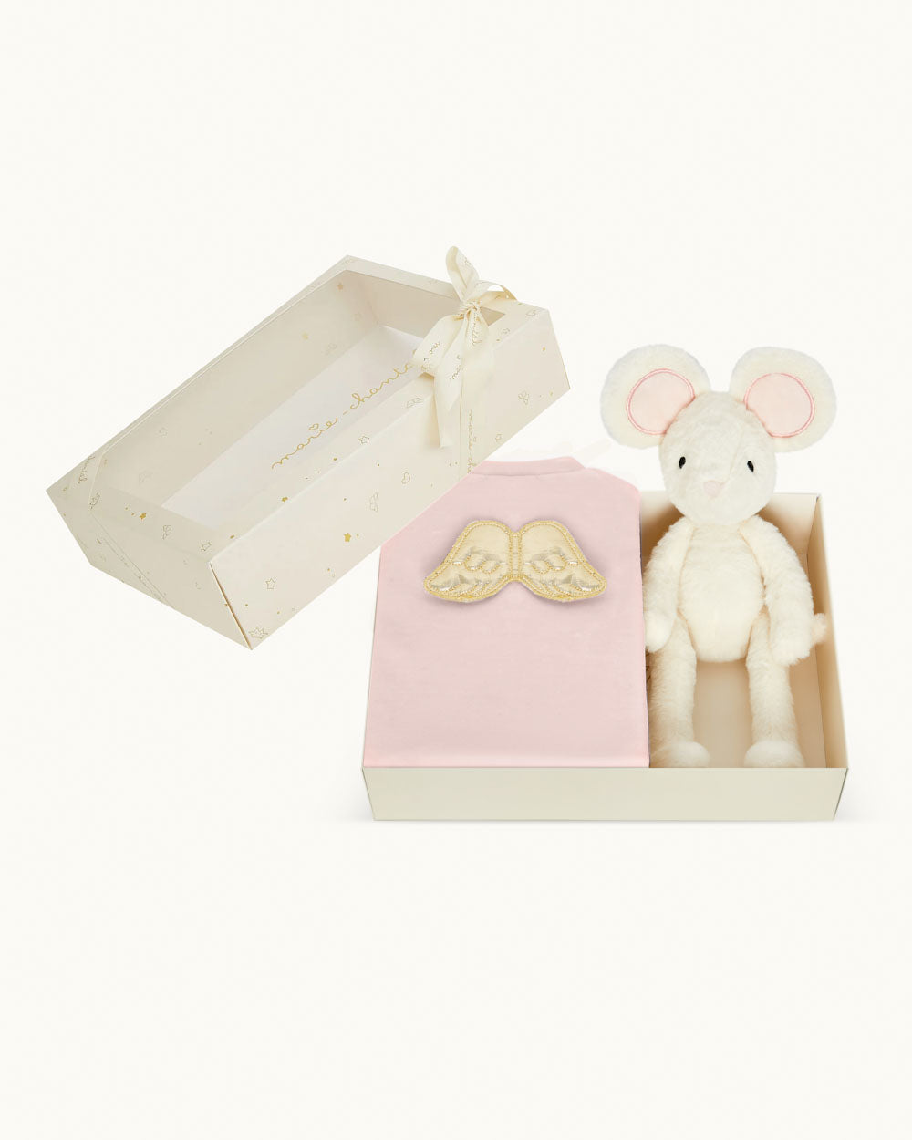 Sleep & Snuggle Velour Angel Wing Gift Set - Gold & Dusty Pink