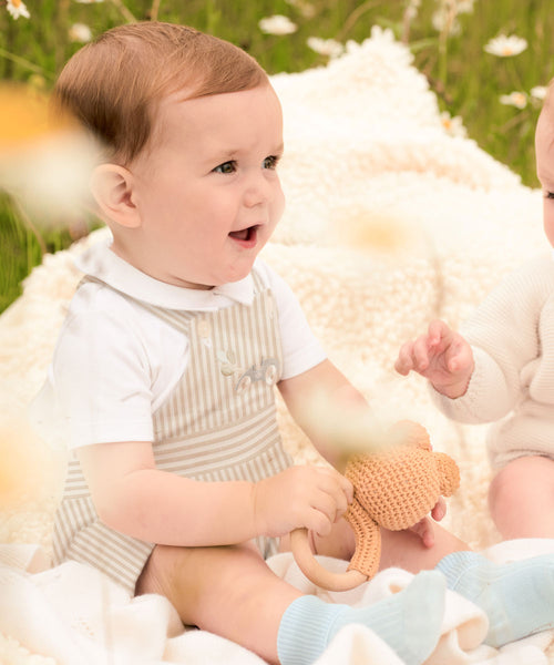 Alfie Stripe Race Car Baby Dungaree